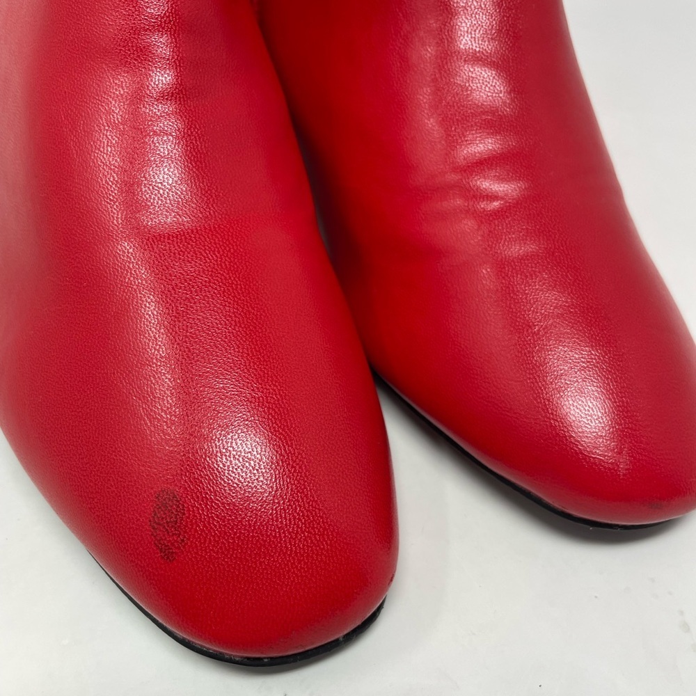 ** Red Kiss True Red Leather Heeled Ankle Boots Size 9 - Picture 9 of 11